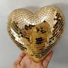 1pc Heart Shape Disco Ball Reflective Glass Foam Party Atmosphere Hanging Decorations Disco Ball With Chain Party Supplies