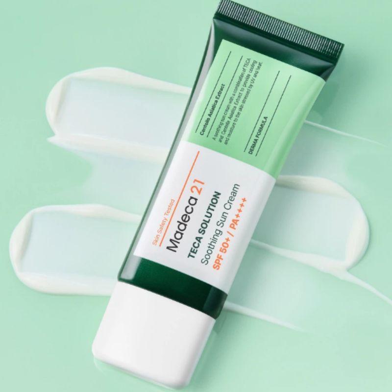 Madeca21 TECA Solution Успокаивающий солнцезащитный крем SPF50+ PA++++ 40 мл – Успокаивающий увлажняющий солнцезащитный крем