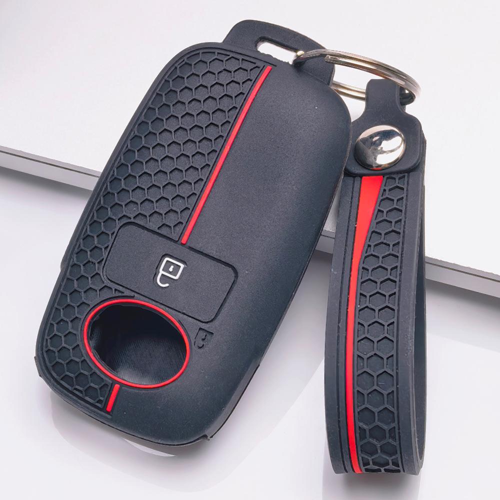 Silicone Car Keychain Strap for Toyota Raize Veloz Avanza Wigo Rush Calya Sigra Agya Honeycomb Texture Racing Stripe Anti Lost Key Ring Holder