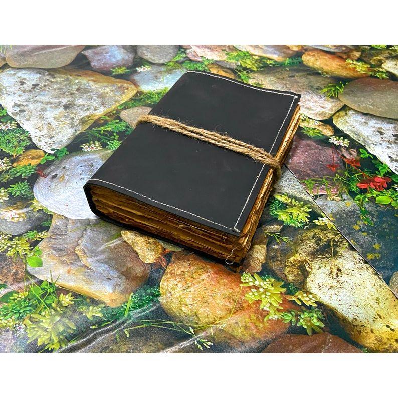 Leather Journal, Vintage Look Bound Journal - Handmade Antique Deckle Edge Paper, Grimoire Journal, Personal Journal For Sketching,