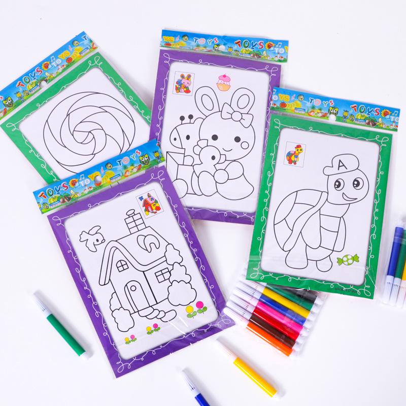 Children's Watercolor Pens & Coloring Book Set: 8 Colors, Ideal for Kindergarten Prizes and Doodling