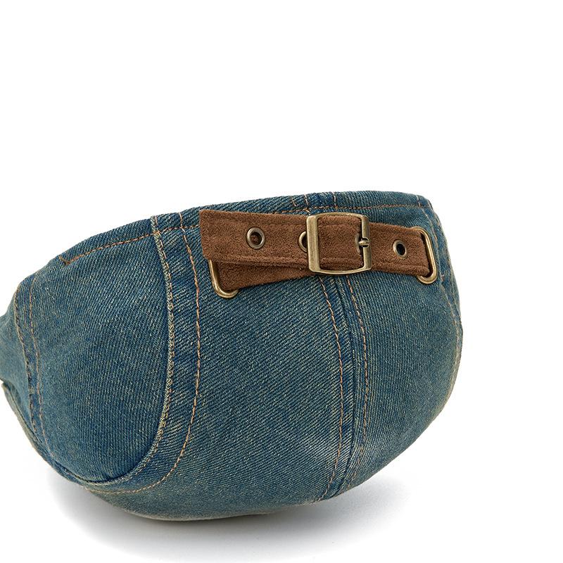British Retro Denim Forward Hat Women Paintess Hat Anti-Wearing Beret Men Peaked Cap