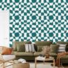 Wallpaper Casual Checkerboard Turquoise, White and Light Gray 50x1000