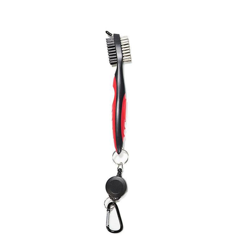 1Pc Golf Club Brush Groove Cleaner Retractable Dual Sided Nylon Bristles Aluminum Carabiner Groove Cleaner Groove Cleaning