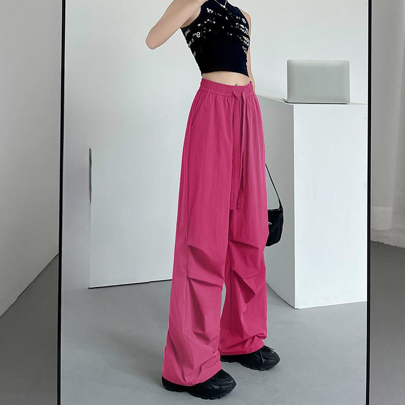 Summer Sports Pants Women's Summer Thin Casual Cargo Pants Wide Leg High Waist Quick Drying Pants Women's Fashion Pants