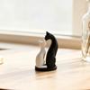 Abstract Cat Couple Figurine Set - Modern Resin Home Decor, Black White Animal Statue for Desk Shelf, Birthday Wedding Gift