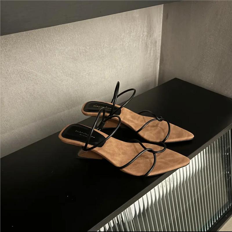 2025 Summer New Fashion Versatile Pointed High Heels Internet Celebrity Niche Design Wedge Heel with Two Sandals
