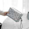 Geometric Pattern Cosmetic Bag Waterproof Portable Handheld Makeup Pouch Large Capacity Storage Organizer For Women Gifts
