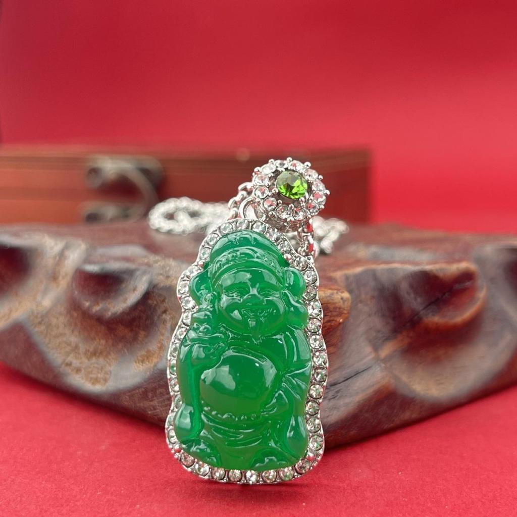 High-Quality Green Jade God of Wealth Pendant for Women
