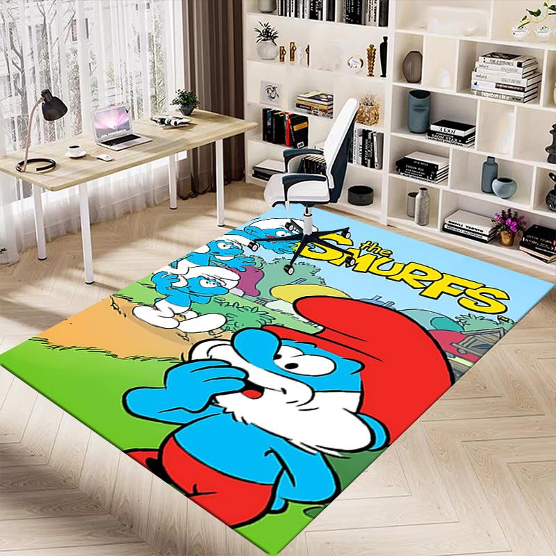 1pc Moonlit Smurf Romance Carpet for Playroom Bedroom Living Room Sofa Home Decor,kids Game Area Rug Non-slip Floor Mat Y723105