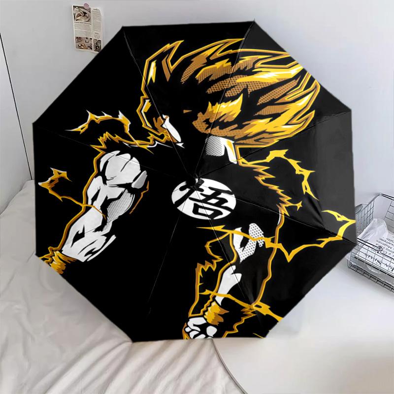 1 PC Automatic Folding Umbrella - Son Goku Pattern Portable Foldable Design With 8 Ribs Christmas Birthday Gifts
