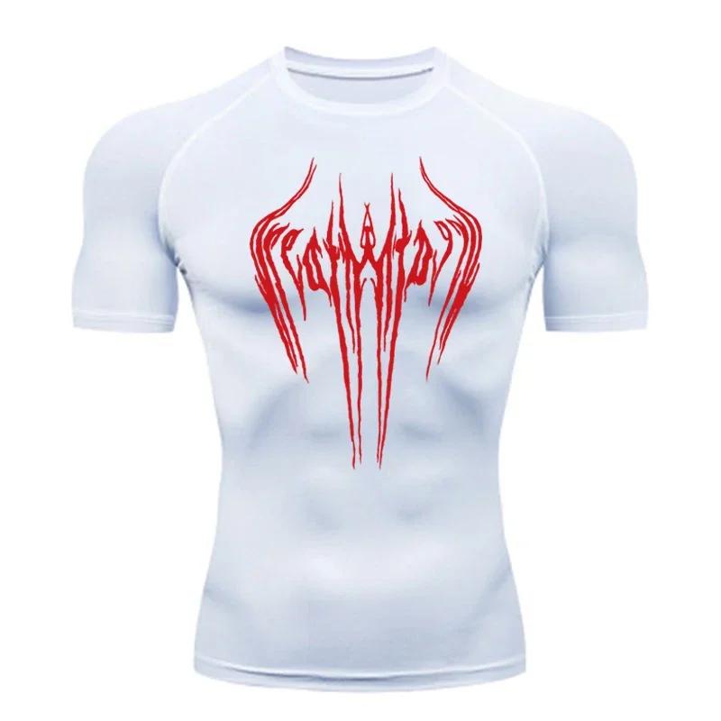 Men's Breathable Compression Sports T-shirt Short-sleeved Bodybuilding Fitness Sweatshirt Jogging Training Sportswear Top S-3XL