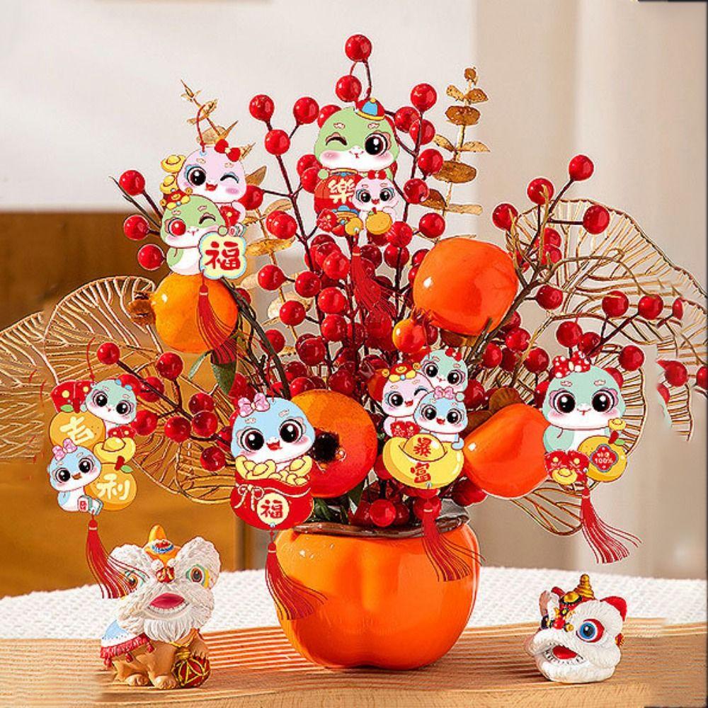 6pcs/set Zodiac Snake Snake Year Lucky Pendant Traditional Spring Festival Plant Pendant Festival
