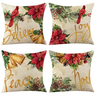 Christmas Pillow Cover Linen Printed Festive Festive Home Living Room Sofa Pillow Cover Cushion Cover