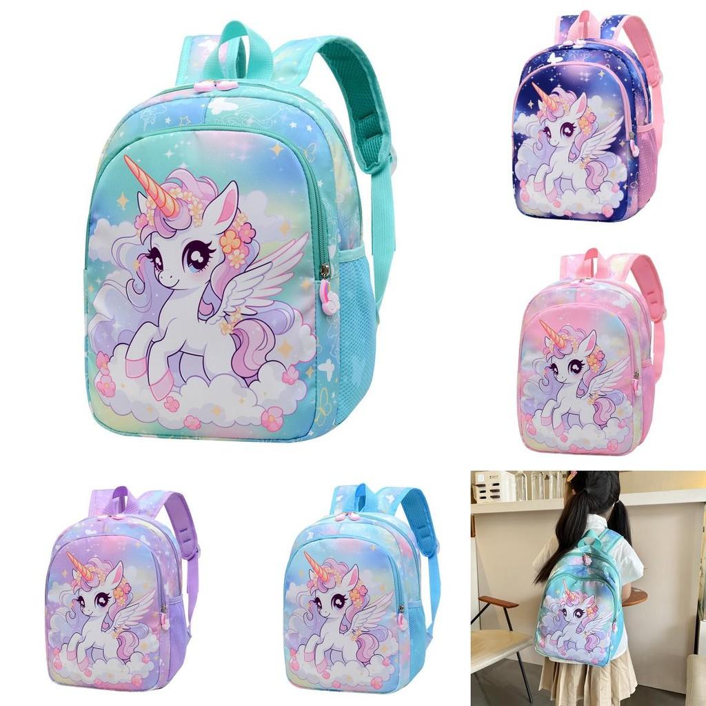 Large Capacity Childrens Backpack With Unicorn Print Design For Early School
