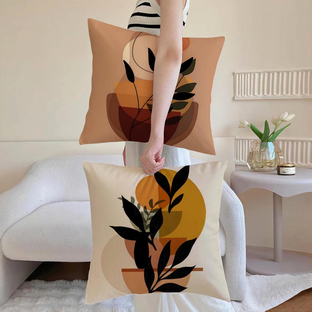 Trend Rustic Geometric Floral Cushion Cover Anti-dustmite Pillowcase Invisible Zipper Silky Short Plush Sofa Cushion Cover