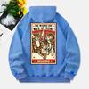 Drinking Cats Washed Hoodie Womens Vintage Printed Cotton Tops Distressed Pocket Oversize Womans Streetwear