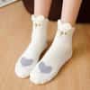 Winter half-length velour mid-calf women's socks coral velour socks casual colour-blocked thickened warm floor socks adult terry socks