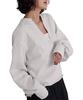 Yours BGXP4310 Women's Deep V-Neck Pullover Sweatshirt, Size M, Oatmeal