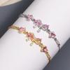 Adjustable Pink AAA Zircon 18K Gold Plated Bowknot Bracelets for Women New Fashion Vintage Bracelets Wedding Party Jewelry Gift