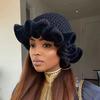 Colorful Crochet Ruffle Bucket Hat Warm Stretch Knit Hat  Year Celebration Women's Fashion Handmade Beanie Hat Tool Tentacle