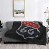 Soft Flannel Throw Blanket Retro Car Motel Route  Warm Cozy Plush All Season Bed Living Room Bedroom Cover
