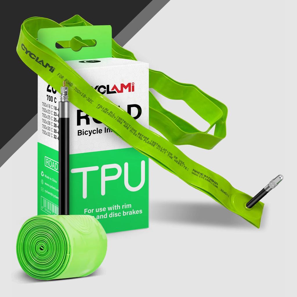 Set of two CYCLAMI 30g TPU Road Bike Inner 700C Bike 65mm Valve Japanese Instruction Manual 4 Inner Patches and 2 Inner Pry Ultra-Lightweight Tubes,