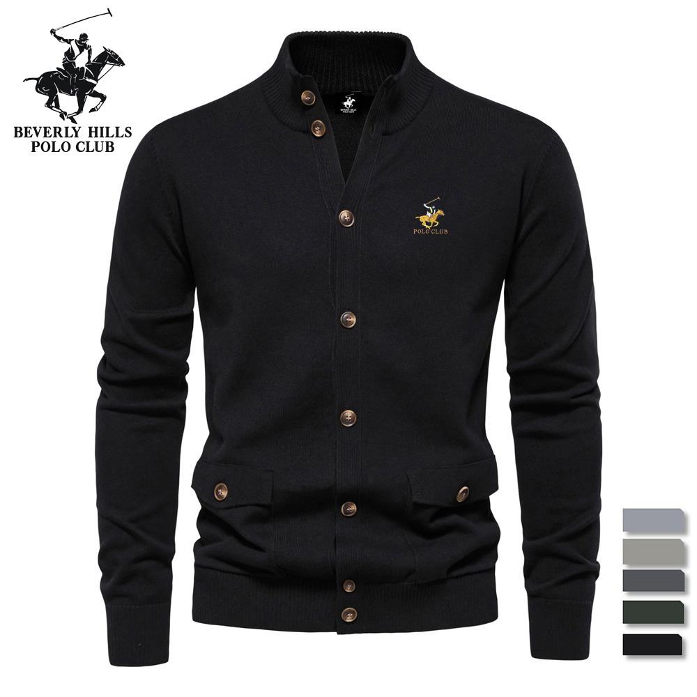 

POLO CLUB Autumn and Winter Pony Embroidered New Men s Top Cardigan, High-quality Business Casual Solid Color Sweater for Men S