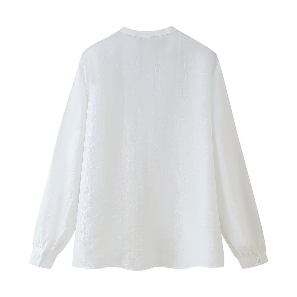 2025 Spring/Summer Women's Loose Lace Layered Ruffle Long-Sleeve Shirt
