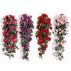 Artificial Flowers Rattan Fake Plants Vine Decoration Wall Hanging Roses Home Decor Accessories Wedding Decorative Wreath