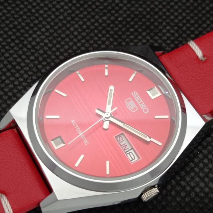 REFURBISHED VINTAGE SEIKO 5 AUTO 6309A JAPAN MENS D/D RED WATCH 593c-a314811-9 SKU593c-a314811