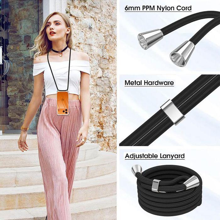 Protective Case - BOOLING - for iPhone 17 Pro Max - Reinforced Transparent Silicone with Black Lanyard