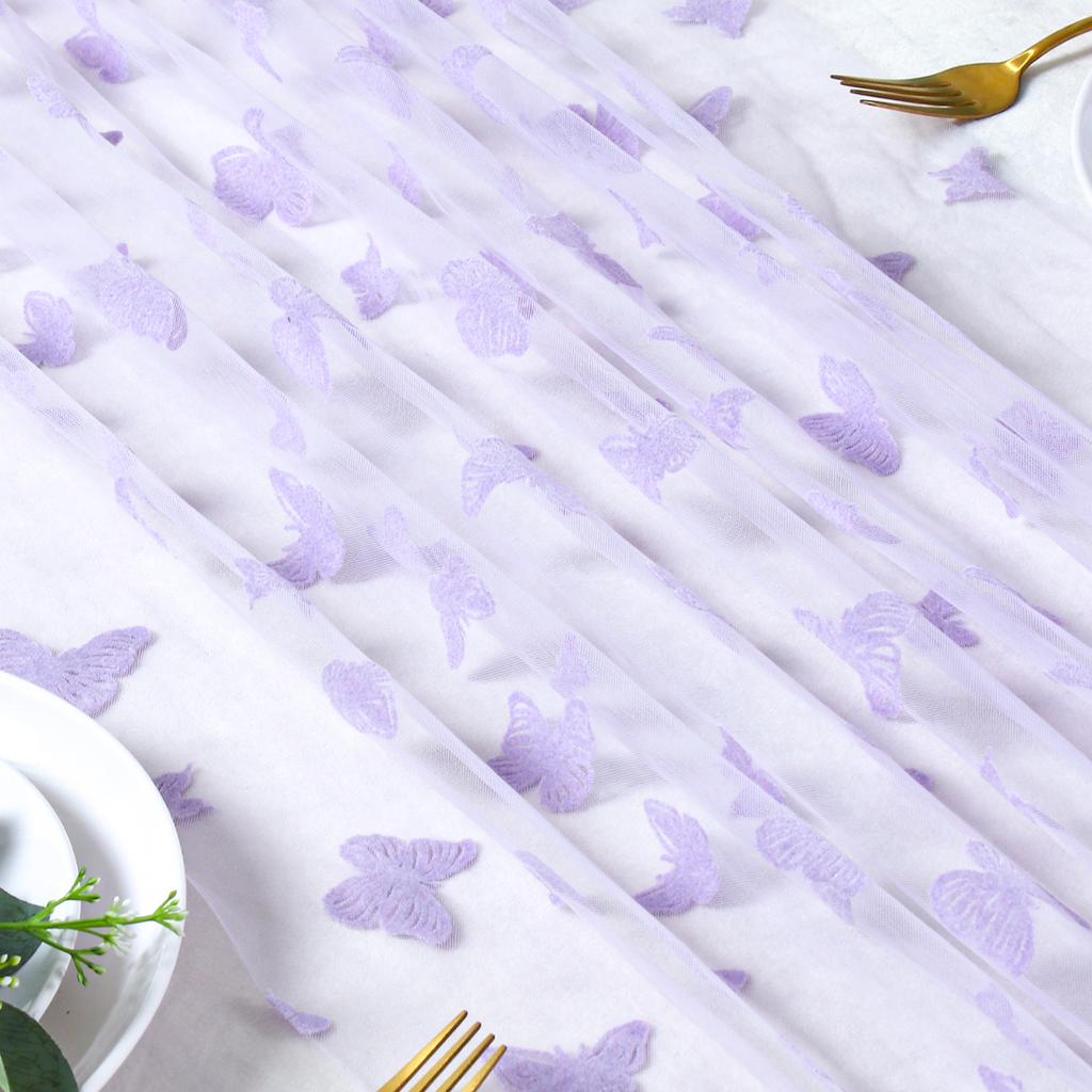 Butterfly Themed Mesh Flocking Table Runner Table Flag For Butterfly Birthday Baby Shower Wedding Home Holiday Table Decor