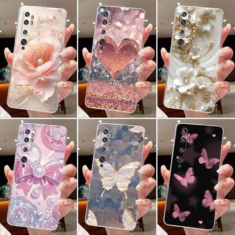 Phone Case For Xiaomi Mi cc9 Pro/Mi Note 10/Mi Note 10 Pro Butterfly Bow Protective Casing Transparent Soft Silicone TPU Cover
