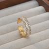 New  Light Luxury Copper Full Zircon Adjustable Ring for Women's Banquet Wear Collection Jewelry 2024