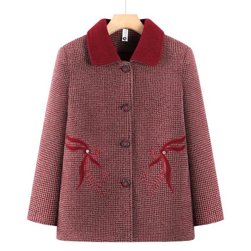 Women's autumn and winter woolen jacket, plush warm winter top, old lady clothes