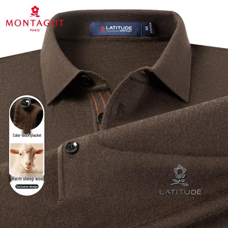 

MONTAGUT Men s 33% Merino Wool Machine Washable Solid Sweater M