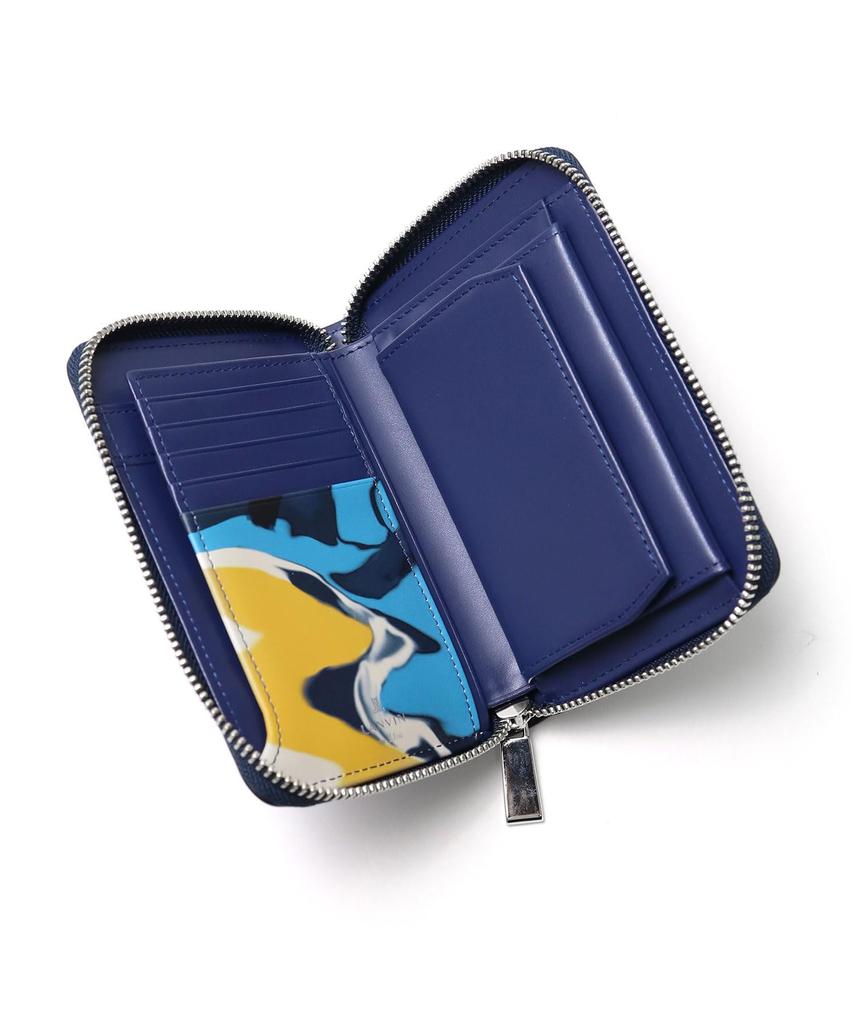 LANVIN en Bleu Nebula Leather Men's Semi-Long Wallet, Blue, No. 533604