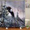 Deer Bathroom Shower Curtain Elk Highland Cow Peacock Forest Mountain Animal Polyester Hanging Curtains Home Bathroom Decor Set