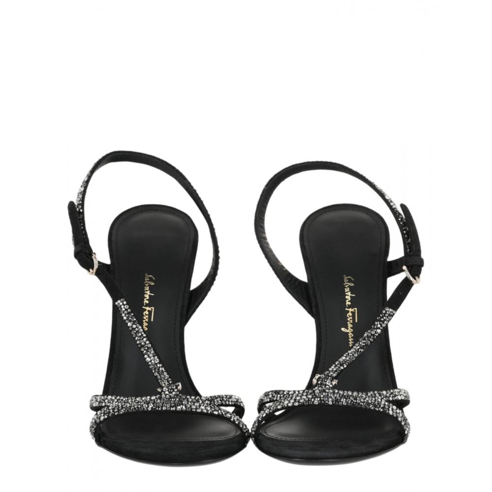 Salvatore Ferragamo Jole X5 Crystal Embellished Heels Black