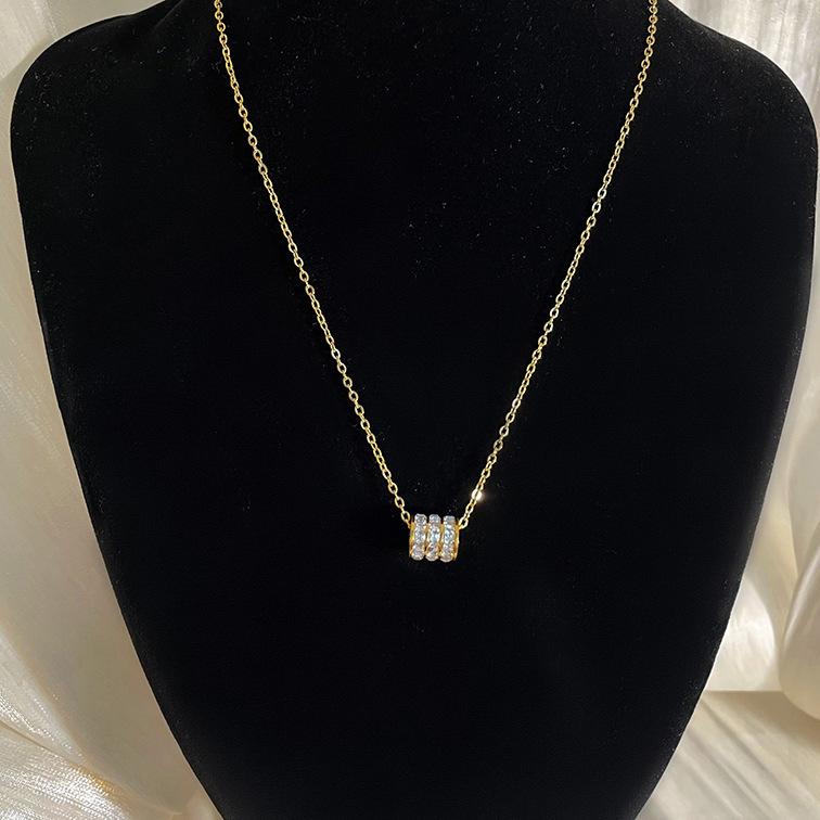 Three Rows Of Diamonds Full Of Diamonds Small Waist Necklace Women'S Versatile Collarbone Chain Temperament Versatile Titanium Steel Necklace