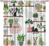 Plants Curtains, Boho Potted Green Leaves Botanical Aesthetic Garden Cartoon Animal Window Drapes for Living Room Kitchen