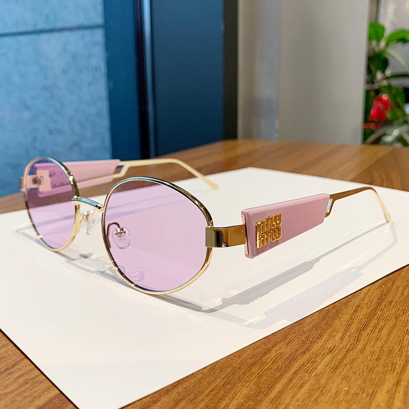 Retro Oval Frame Sunglasses  New Metal Sunglasses Ins Street Sunglasses 98111
