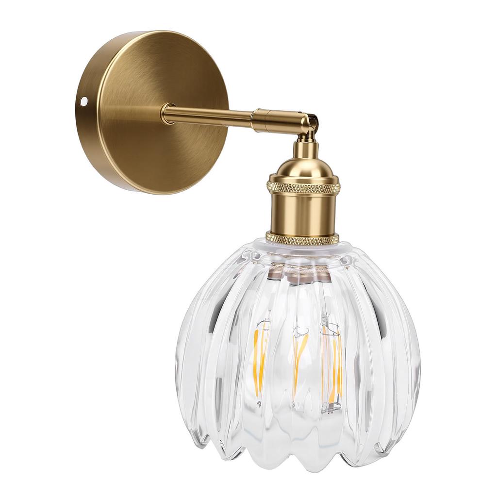 Wall Sconce Glass Lampshade Minimalist Aluminum Alloy Vintage Wall Lamp for Cafe Bedroom Restaurant