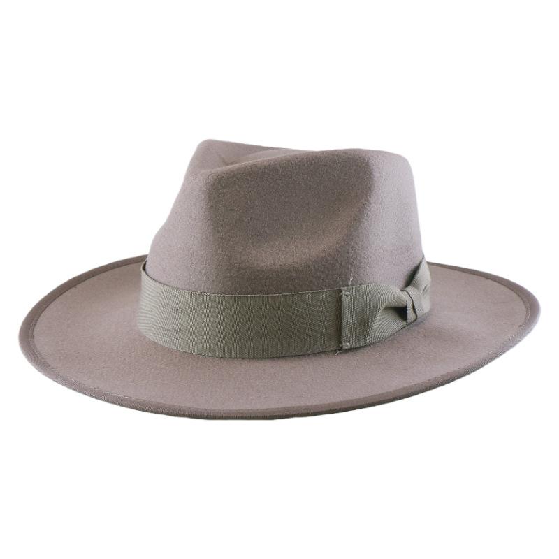 Независимая станция Шерстяная плоская кромка Джазовая шляпа Широкие поля Цилиндр Шерстяная широкие поля плоская кромка L (58-60cm) adjustable