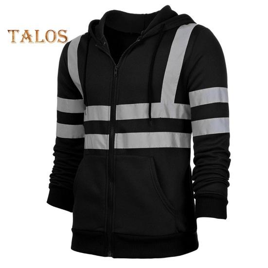 Reflective Safety Hoodie 360 Degree Reflective Zones High Visibility Quick Dry Long Sleeves Outdoor Construction Worker Top for Night Shift Running