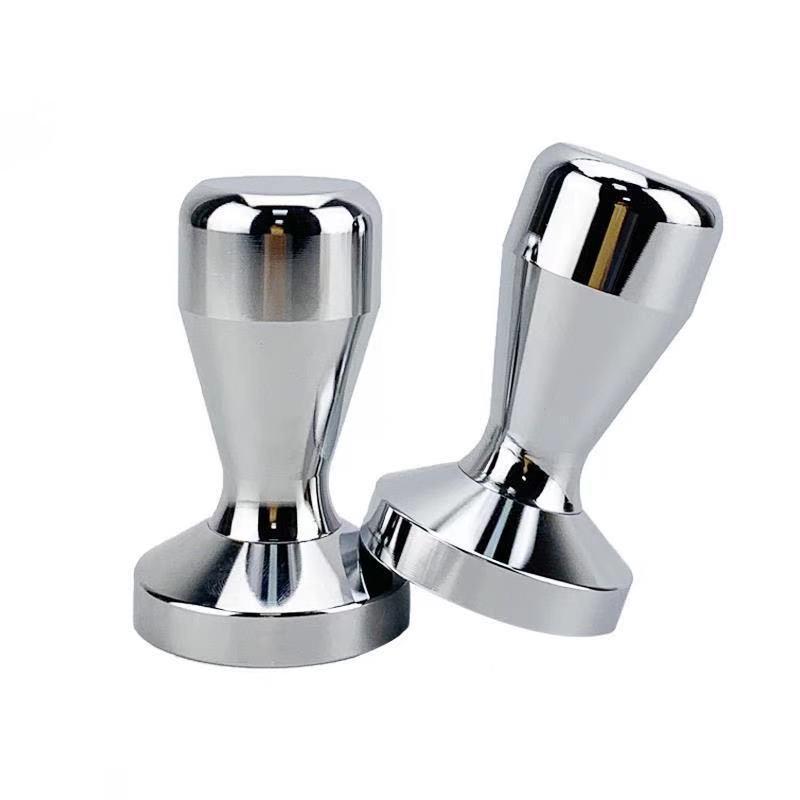 Stainless Steel Coffee Tamper with Wooden Handle & Threaded Powder Distributor