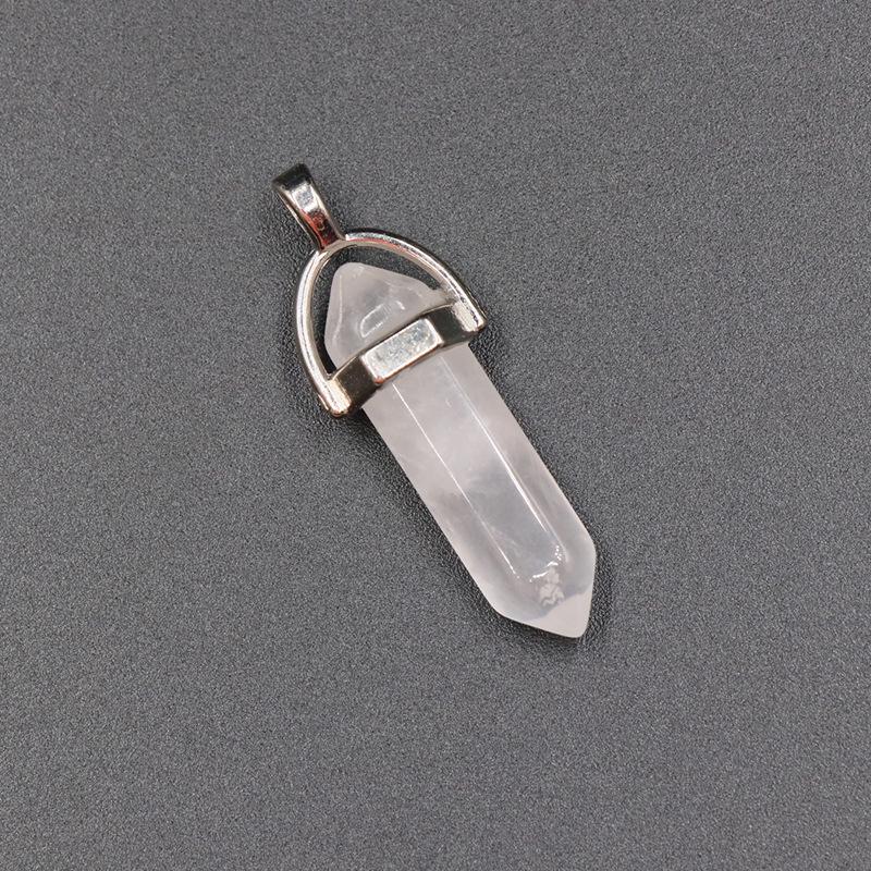 Agate Bullet & Rose Quartz Double Point Pendant Necklace