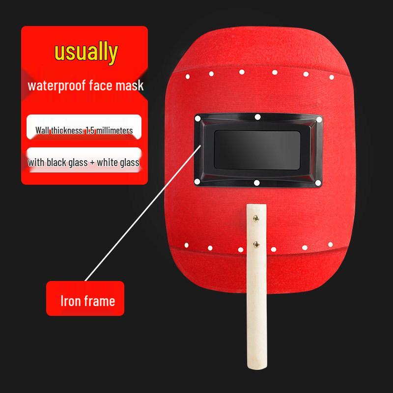 Red Handheld Steel Welding Face Shield - Lightweight Anti-Scald Protection Mask for Arc Welding