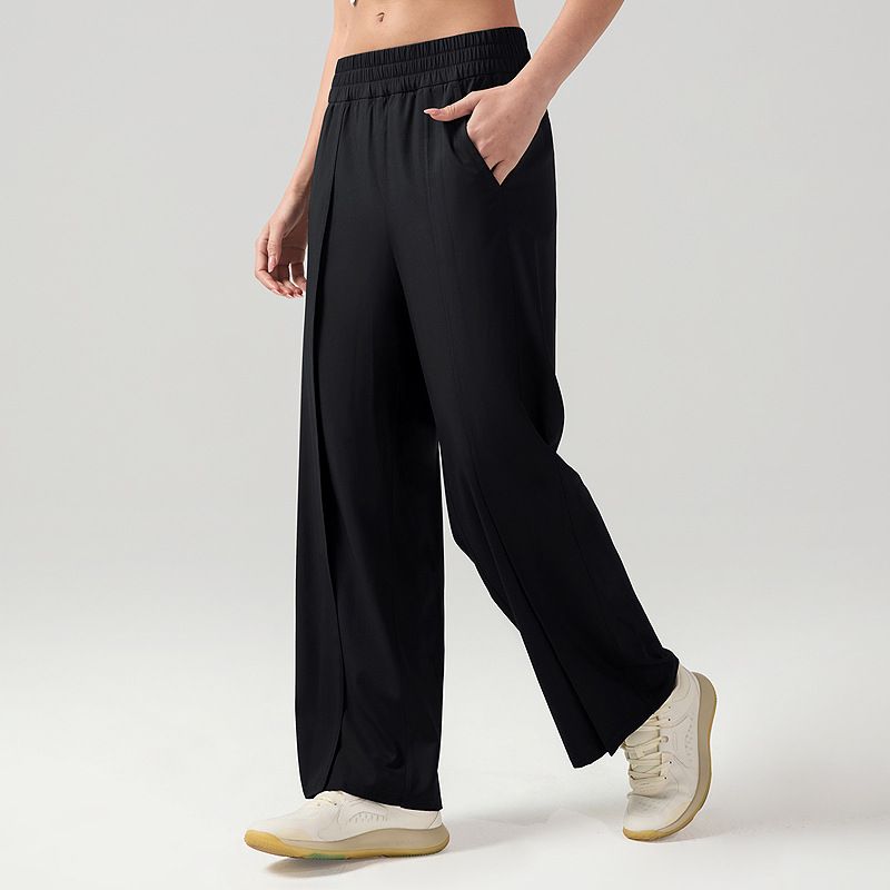 Style Casual Sports Pants Female New Product High-Waist Quick-Drying Breathable Belly Extraction Slim Looking Fitness Pants Wide-Leg Straight Pants